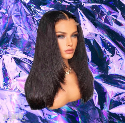 Nadia - Black Layered Straight 100% Human Hair Lace Front Wig