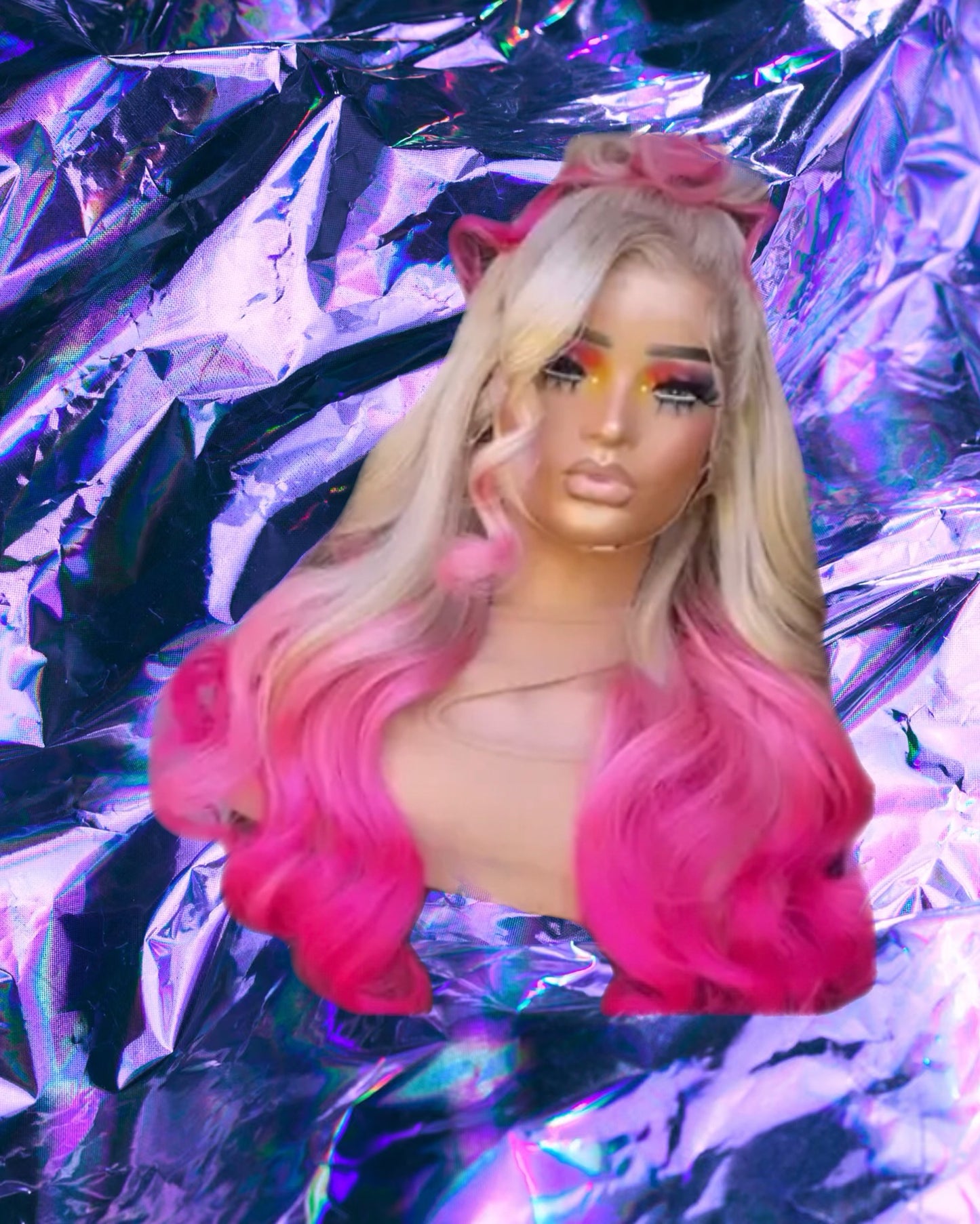 Princess - Pink & Blonde Loose Wave Human Hair Lace Front Wig