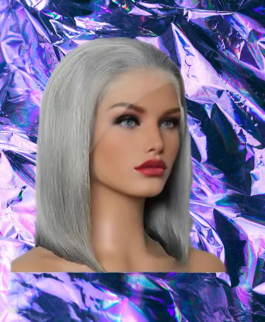 Zoey - Gray Bob Straight 100% Human Hair Lace Front Wig