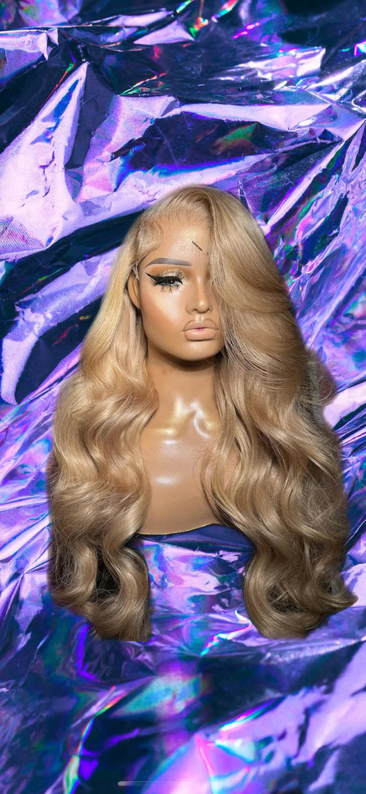 Sophia - Honey Blonde Wavy 100% Human Hair Lace Front Wig