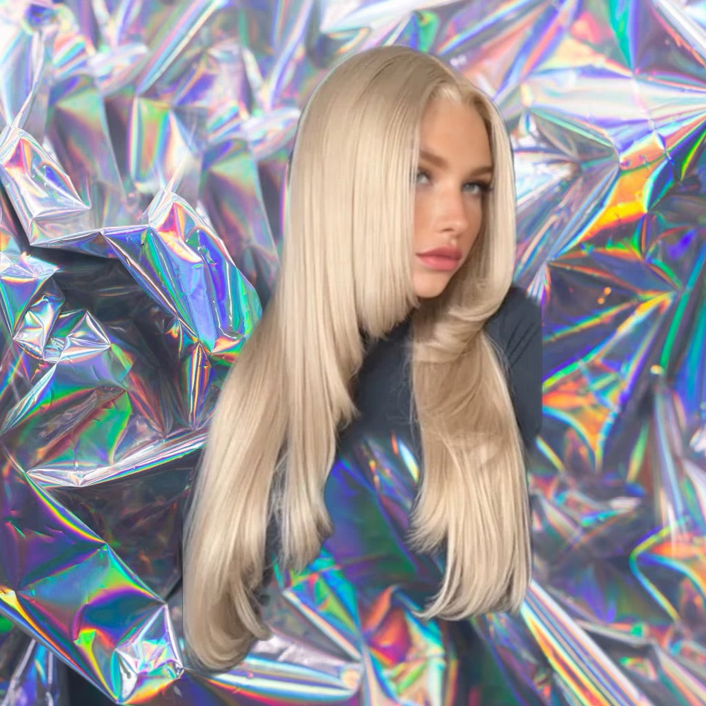 Cassie - Vanilla Blonde Layered Body Wave Premium Remy 100% Human Hair Lace Front Wig