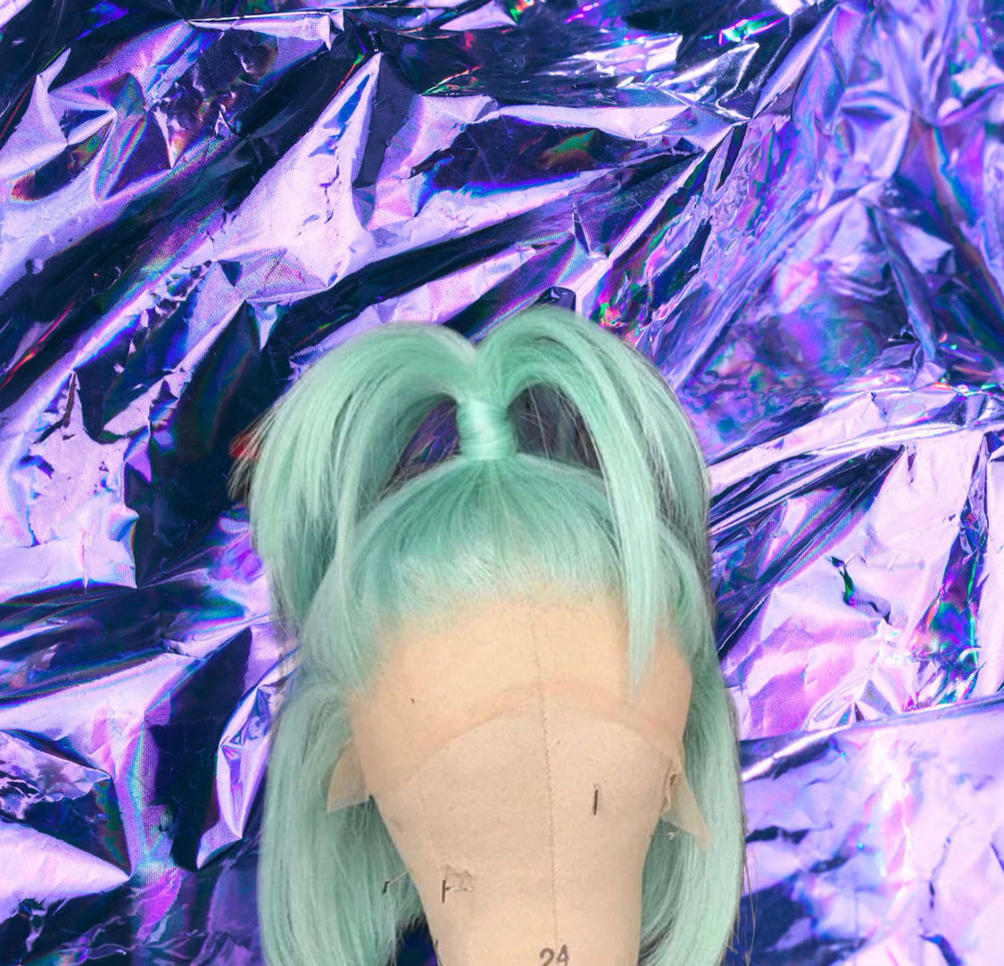 Cleo - Pastel Green Bob 100% Human Hair Lace Front Wig