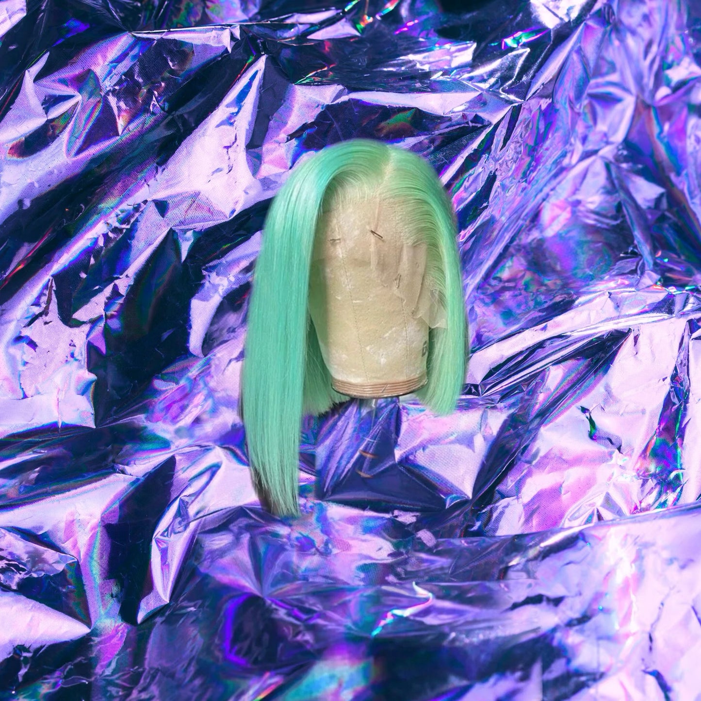 Cleo - Pastel Green Bob 100% Human Hair Lace Front Wig