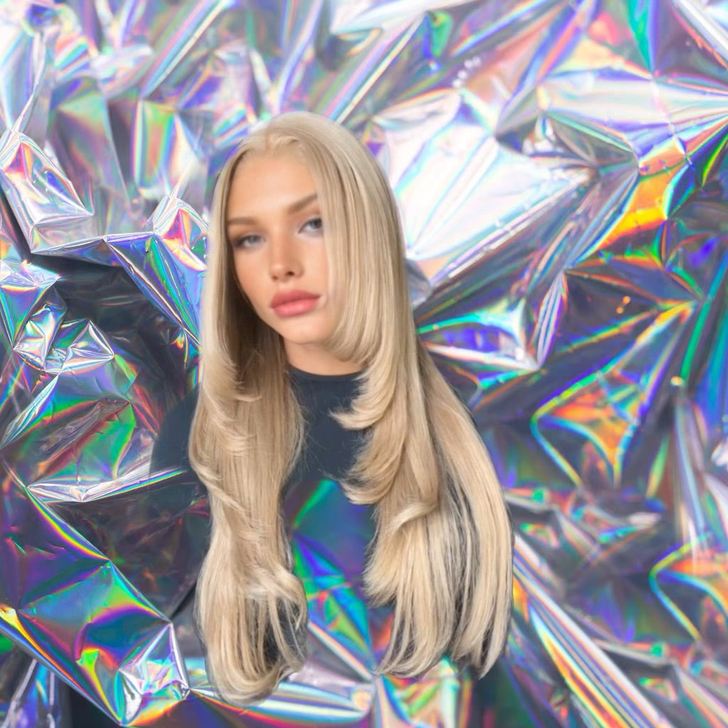 Cassie - Vanilla Blonde Layered Body Wave Premium Remy 100% Human Hair Lace Front Wig