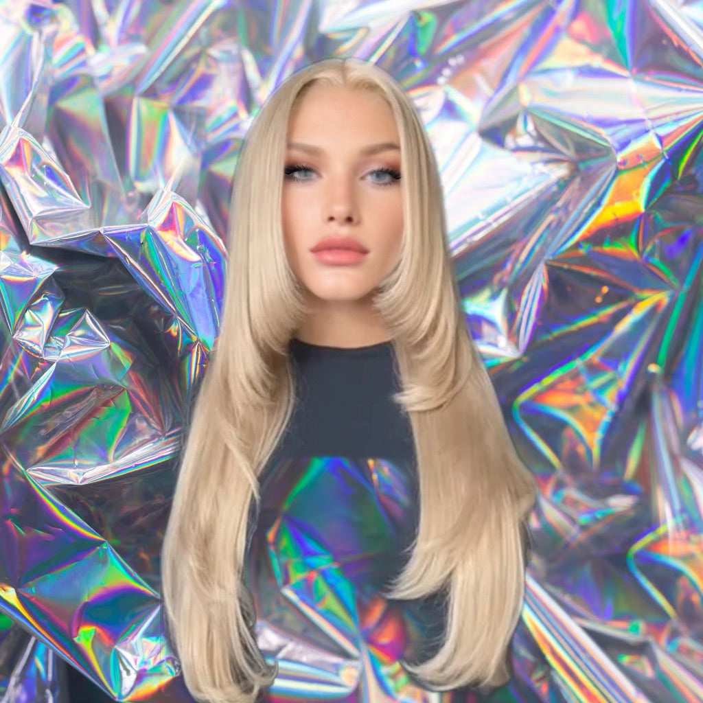 Cassie - Vanilla Blonde Layered Body Wave Premium Remy 100% Human Hair Lace Front Wig