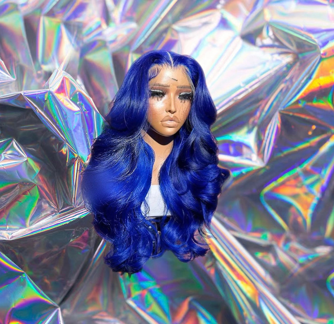 Danni - Ocean Blue Wavy 100% Human Hair Lace Front Wig