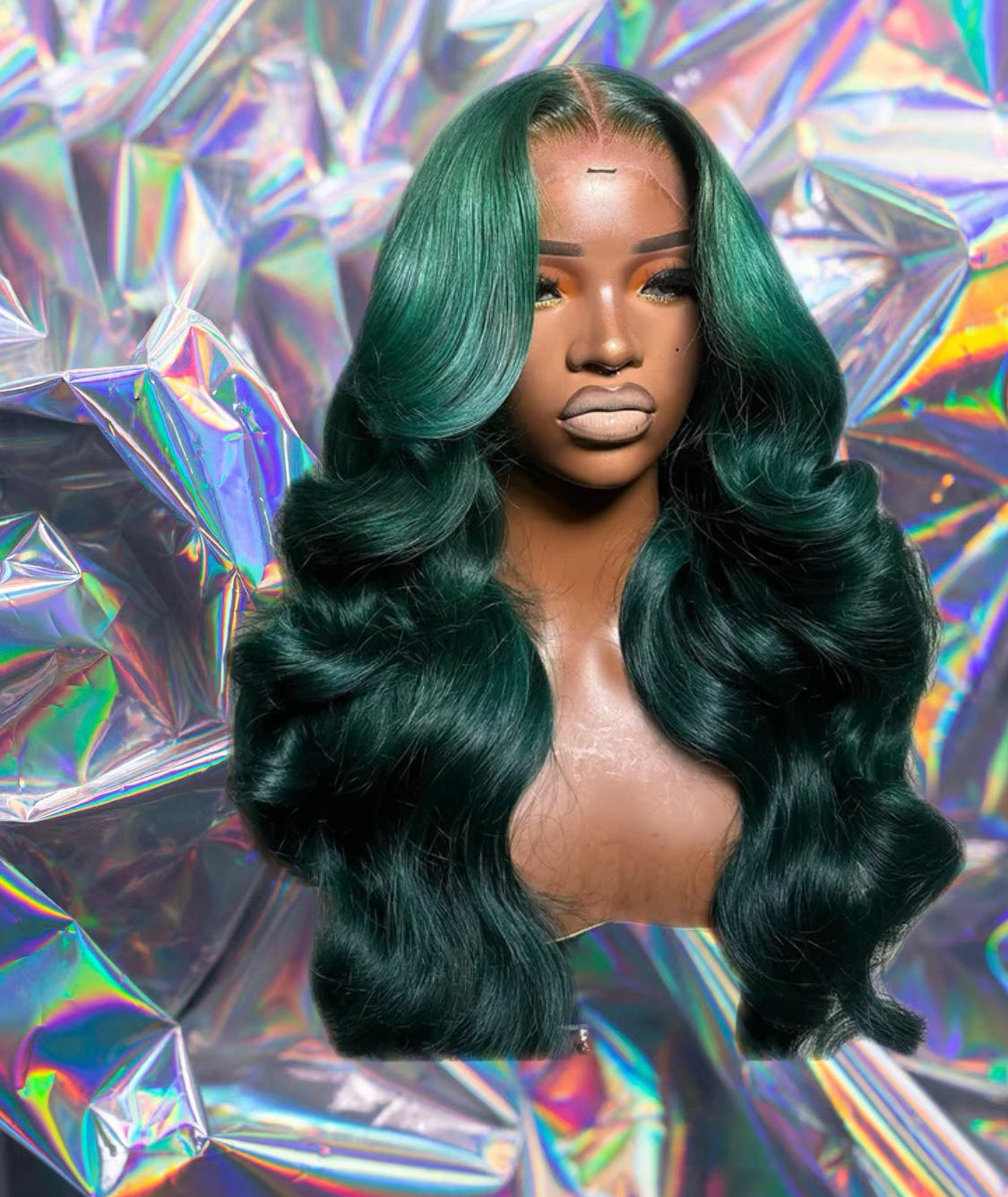 Molly - Dark Green Wavy 100% Human Hair Lace Front Wig