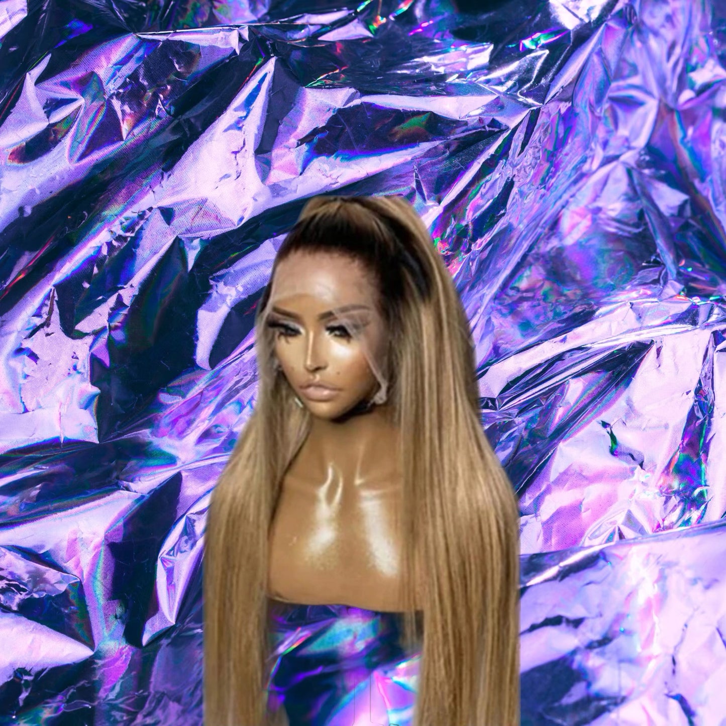 Clover - Honey Blonde Ombre Bone Straight 100% Human Hair Lace Front Wig