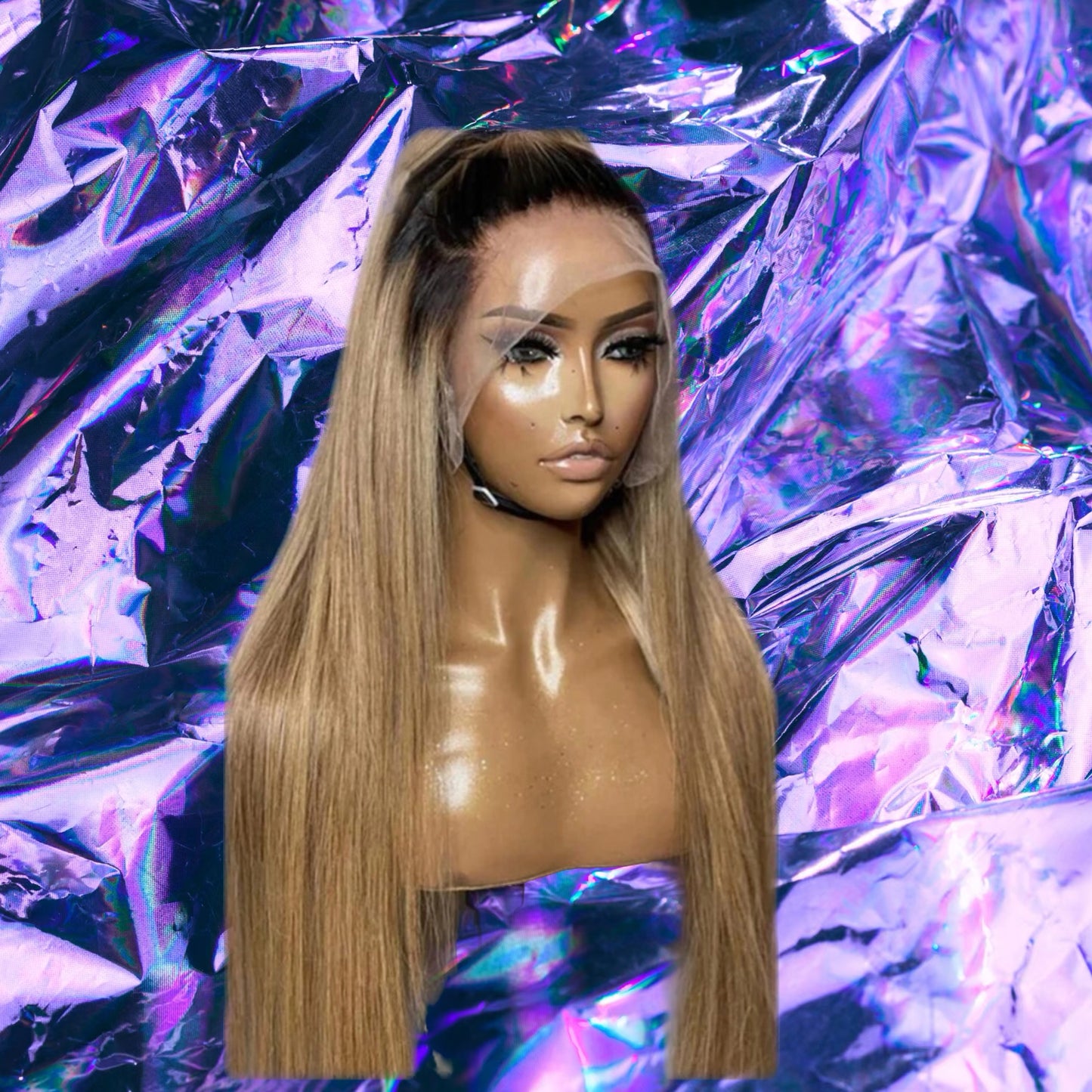 Clover - Honey Blonde Ombre Bone Straight 100% Human Hair Lace Front Wig