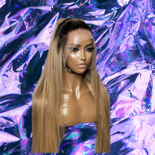 Clover - Honey Blonde Ombre Bone Straight 100% Human Hair Lace Front Wig