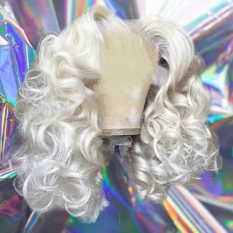 Kiana - Platinum Blonde Curly Bob 100% Human Hair Lace Front Wig