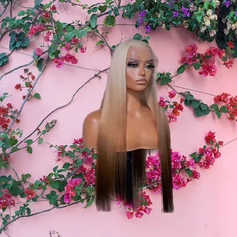 Sara - Blonde Three Tone Straight 100% Human Hair Lace Front Wig