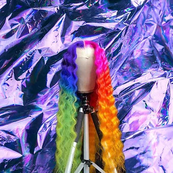 Sasha - Rainbow Coloured Wavy 100% Human Hair Lace Front Wig