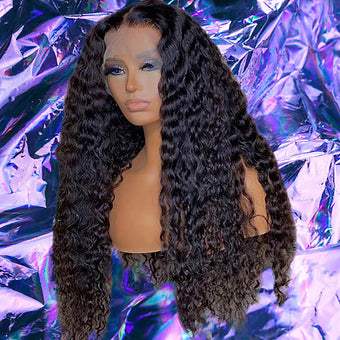 Zahara - Black Deep Wave Curly 100% Human Hair Lace Front Wig
