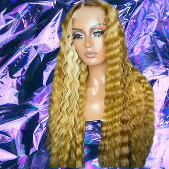 Izzy - Blonde Highlight Loose Deep Wave 100% Human Hair Lace Front Wig