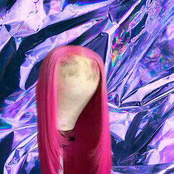 Layla - Pink Layered Straight 100% Human Hair Lace Front Wig