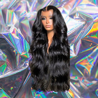 Amina - Black Wavy 100% Human Hair Lace Front Wig