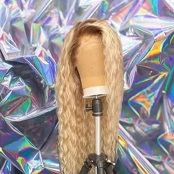 Olivia -  Blonde Ombre Water Wave 100% Human Hair Lace Front Wig