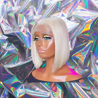 Kitan - Platinum Blonde Straight Bob 100% Human Hair Lace Front Wig