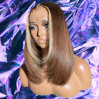Kian - Brown & Blonde Skunk Layered 100% Human Hair Lace Front Wig