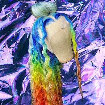 Kalita - Rainbow Wavy 100% Human Hair Lace Front Wig