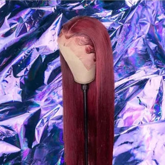 Ciara - Burgundy Red Straight 100% Human Hair Lace Front Wig
