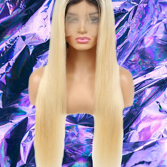 Clana - Blonde Ombre Straight 100% Human Hair Lace Front Wig
