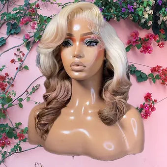 Viola - Two Tone Blonde & Soft Brown Bob 100% Human Hair Lace Front Wig