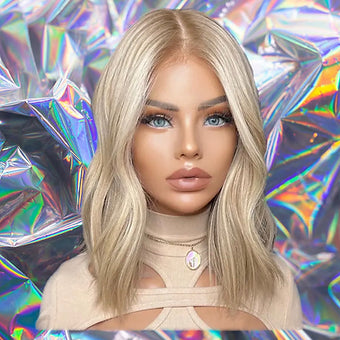 Francesca - Blonde Light Brown Roots Loose Wave  100% Human Hair Lace Front Wig