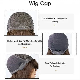 Amari - Dark & Light Brown Bangs 100% Human Hair Lace Front Wig