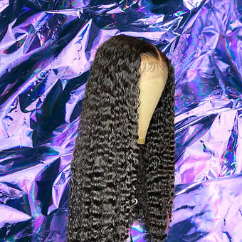 Zahara - Black Deep Wave Curly 100% Human Hair Lace Front Wig